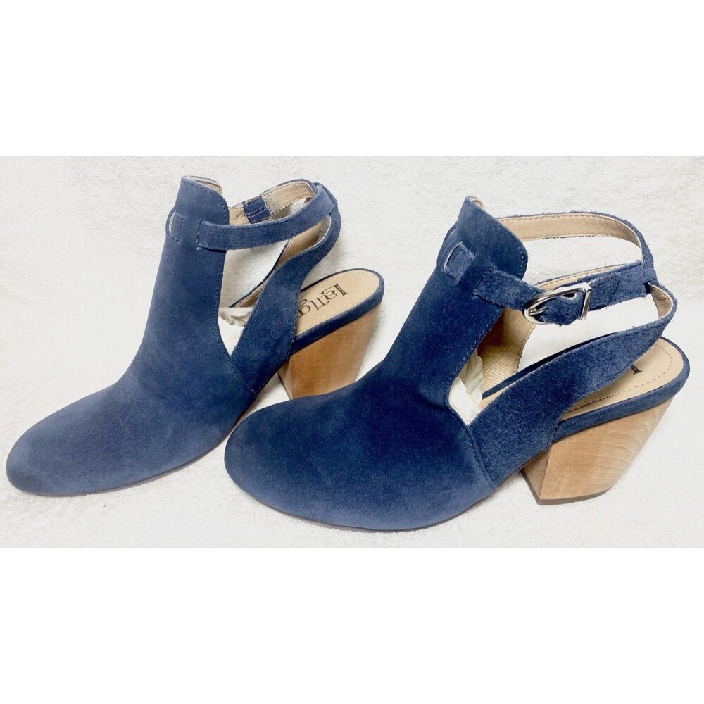 Latigo Simon Women’s 9 Navy Blue Suede Cutout Boot  Block Heel Anthropologie
